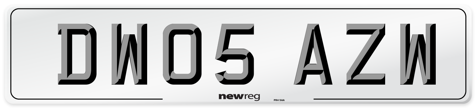 DW05 AZW Number Plate from New Reg